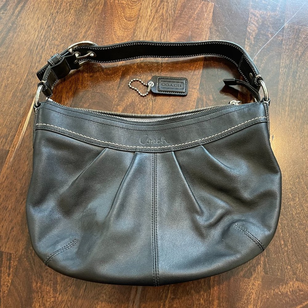 Coach F13730 Soho Black Leather Medium Hobo Shoulder Bag Purse